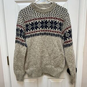 Vtg Sears Fieldmaster Wool Blend Sweater Mens M Nordic Knit Birdseye Fair Isle